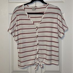 Striped Cropped Tie Tee